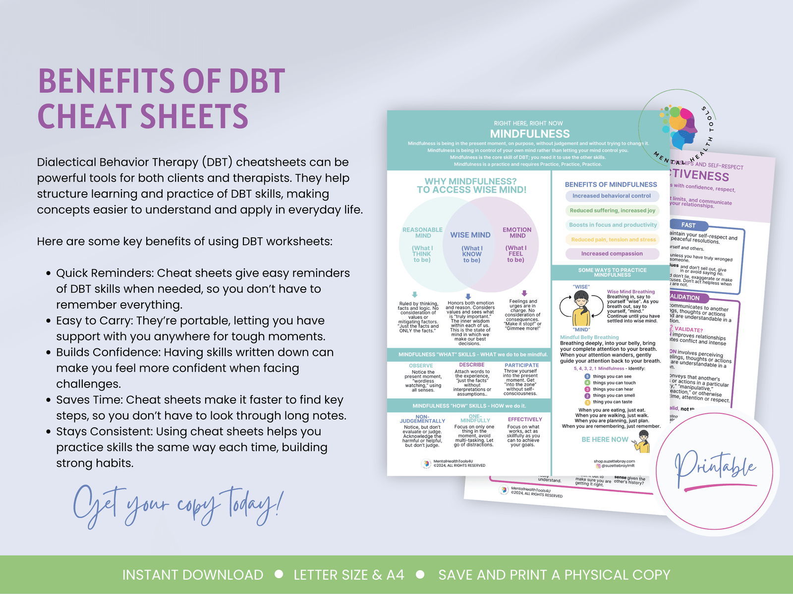 DBT Cheat Sheets 3 dbt cheat sheets dialectical behavior therapy reference guide