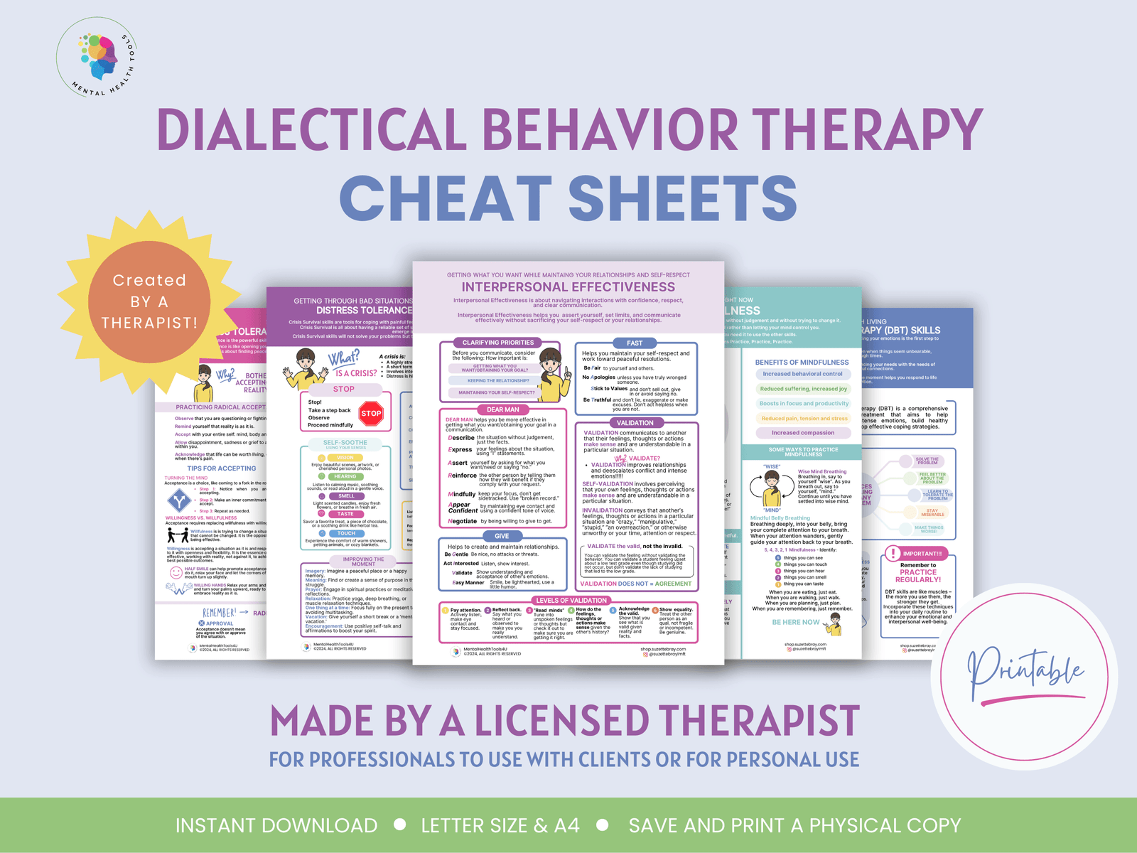 DBT Cheat Sheets dbt cheat sheets dialectical behavior therapy reference guide
