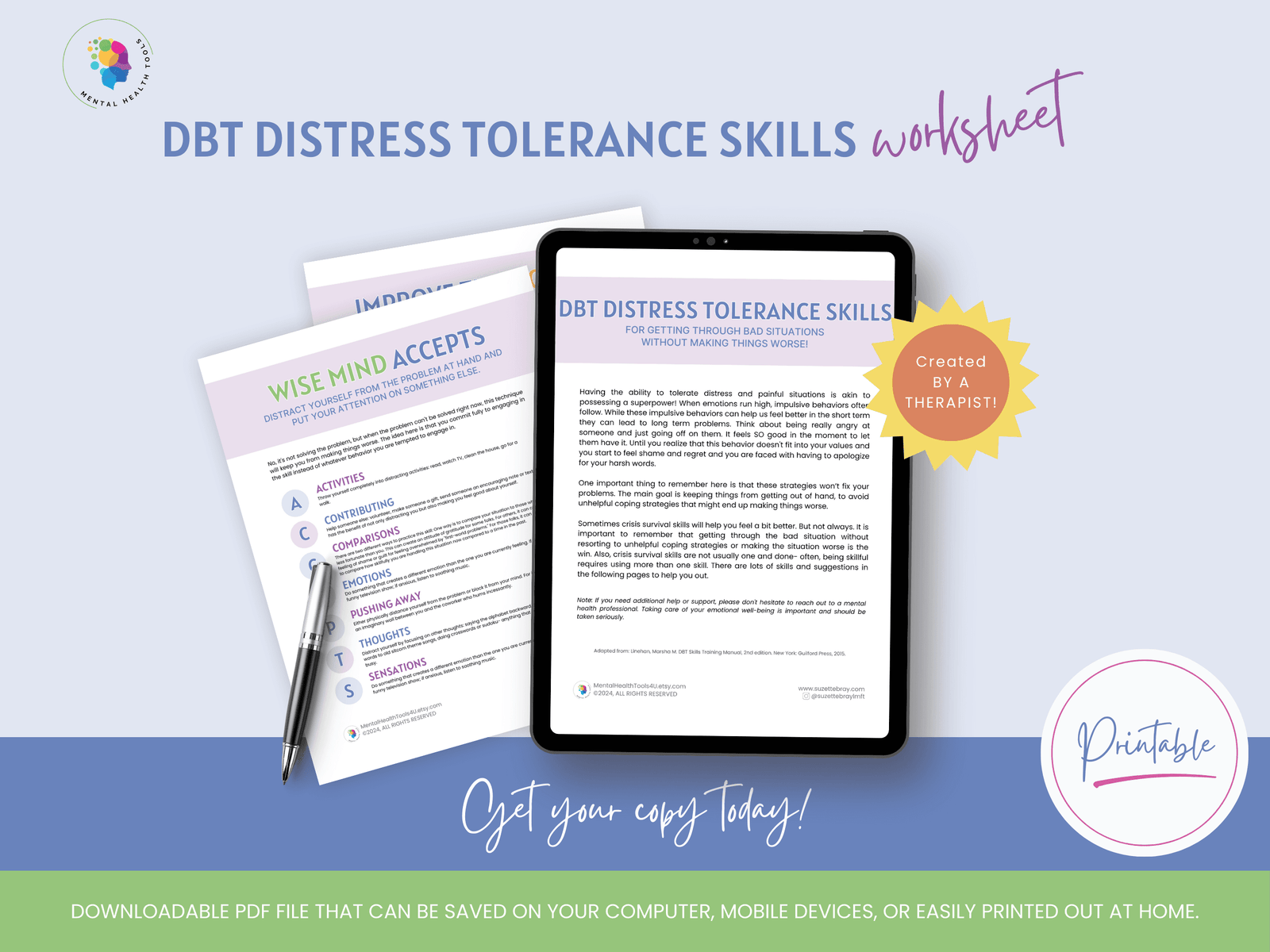 DBT Distress Tolerance Handouts 2 dbt distress tolerance handouts crisis survival skills