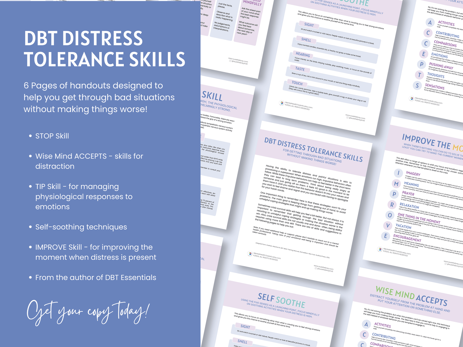 DBT Distress Tolerance Handouts 3 dbt distress tolerance handouts crisis survival skills